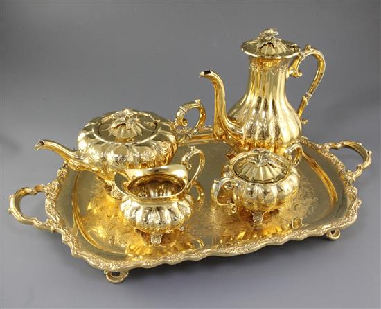A silver gilt four piece tea and coffee set,